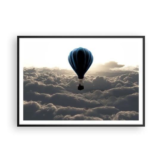 Obraz - Plakat - Wędrowiec ponad chmurami - 100x70cm - Krajobraz Lot Balonem Podróże - Foto Plakaty w ramie koloru czarnego do Salonu Sypialni ARTTOR ARTTOR