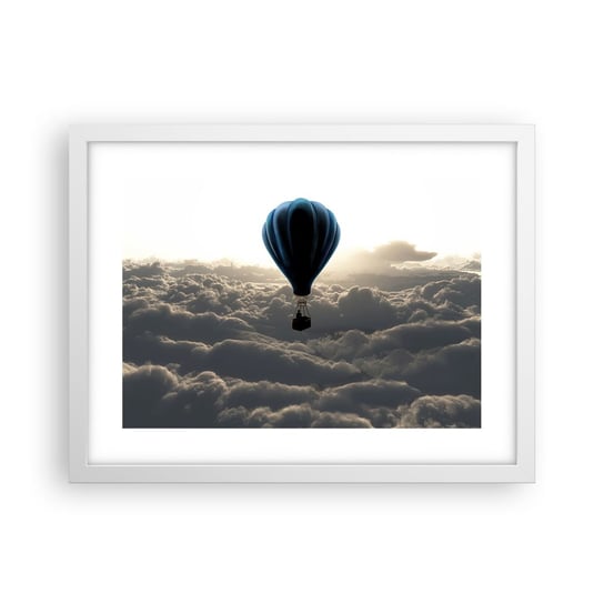 Obraz - Plakat - Wędrowiec ponad chmurami - 40x30cm - Krajobraz Lot Balonem Podróże - Foto Plakaty na ścianę w ramie białej - Plakat do Salonu Sypialni ARTTOR ARTTOR