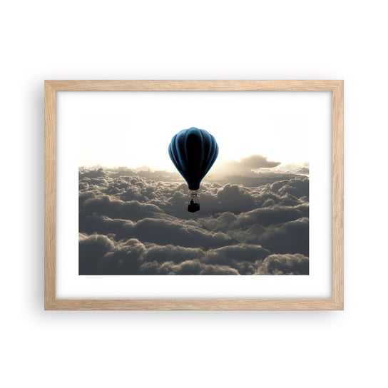 Obraz - Plakat - Wędrowiec ponad chmurami - 40x30cm - Krajobraz Lot Balonem Podróże - Foto Plakaty na ścianę w ramie jasny dąb - Plakat do Salonu Sypialni ARTTOR ARTTOR
