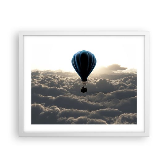 Obraz - Plakat - Wędrowiec ponad chmurami - 50x40cm - Krajobraz Lot Balonem Podróże - Foto Plakaty w ramie koloru białego do Salonu Sypialni ARTTOR ARTTOR