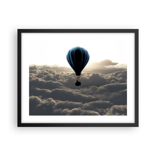 Obraz - Plakat - Wędrowiec ponad chmurami - 50x40cm - Krajobraz Lot Balonem Podróże - Foto Plakaty w ramie koloru czarnego do Salonu Sypialni ARTTOR ARTTOR