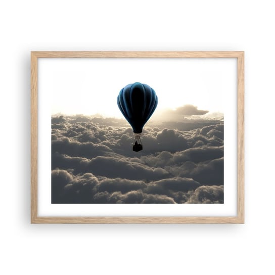 Obraz - Plakat - Wędrowiec ponad chmurami - 50x40cm - Krajobraz Lot Balonem Podróże - Foto Plakaty w ramie koloru jasny dąb do Salonu Sypialni ARTTOR ARTTOR