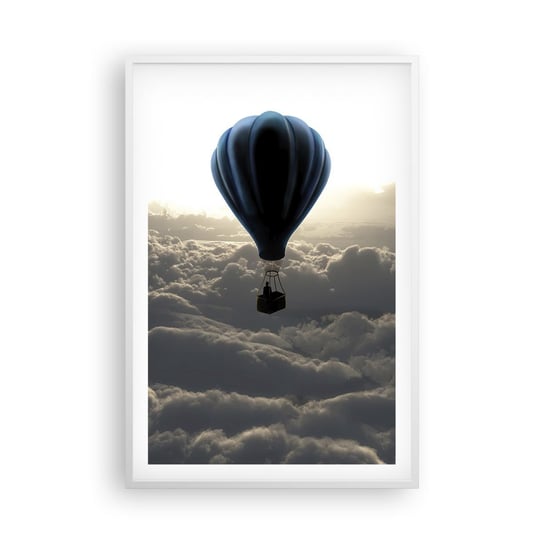 Obraz - Plakat - Wędrowiec ponad chmurami - 61x91cm - Krajobraz Lot Balonem Podróże - Foto Plakaty na ścianę w ramie białej - Plakat do Salonu Sypialni ARTTOR ARTTOR