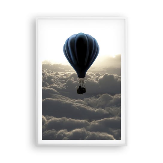 Obraz - Plakat - Wędrowiec ponad chmurami - 70x100cm - Krajobraz Lot Balonem Podróże - Foto Plakaty w ramie koloru białego do Salonu Sypialni ARTTOR ARTTOR