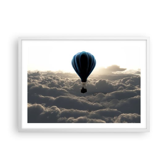 Obraz - Plakat - Wędrowiec ponad chmurami - 70x50cm - Krajobraz Lot Balonem Podróże - Nowoczesny modny obraz Plakat rama biała ARTTOR ARTTOR