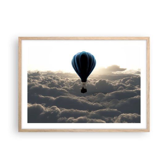 Obraz - Plakat - Wędrowiec ponad chmurami - 70x50cm - Krajobraz Lot Balonem Podróże - Nowoczesny modny obraz Plakat rama jasny dąb ARTTOR ARTTOR