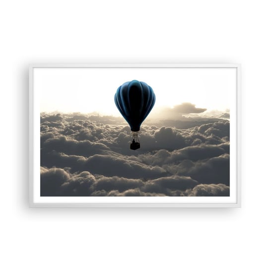 Obraz - Plakat - Wędrowiec ponad chmurami - 91x61cm - Krajobraz Lot Balonem Podróże - Foto Plakaty na ścianę w ramie białej - Plakat do Salonu Sypialni ARTTOR ARTTOR