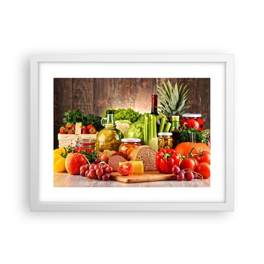 Obraz - Plakat - Wędzone, pieczone, marynowane - 40x30cm - Gastronomia Warzywa Owoce - Foto Plakaty na ścianę w ramie białej - Plakat do Salonu Sypialni ARTTOR ARTTOR