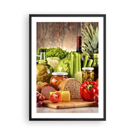 Obraz - Plakat - Wędzone, pieczone, marynowane - 50x70cm - Gastronomia Warzywa Owoce - Nowoczesny modny obraz Plakat czarna rama ARTTOR ARTTOR