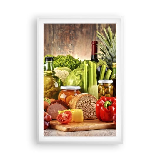 Obraz - Plakat - Wędzone, pieczone, marynowane - 61x91cm - Gastronomia Warzywa Owoce - Foto Plakaty na ścianę w ramie białej - Plakat do Salonu Sypialni ARTTOR ARTTOR