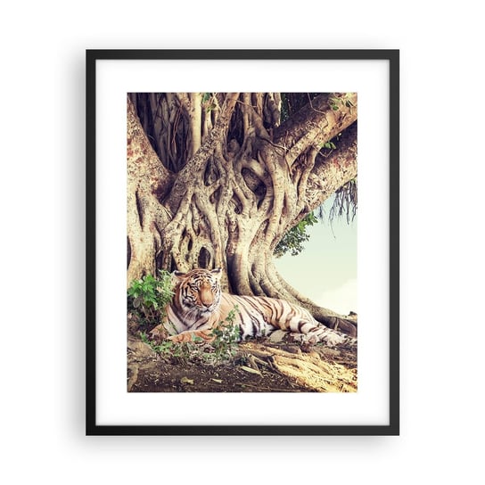 Obraz - Plakat - Widok z Księgi Rodzaju - 40x50cm - Tygrys Bengalski Indie Krajobraz - Foto Plakaty w ramie koloru czarnego do Salonu Sypialni ARTTOR ARTTOR