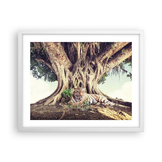Obraz - Plakat - Widok z Księgi Rodzaju - 50x40cm - Tygrys Bengalski Indie Krajobraz - Foto Plakaty w ramie koloru białego do Salonu Sypialni ARTTOR ARTTOR