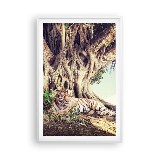 Obraz - Plakat - Widok z Księgi Rodzaju - 61x91cm - Tygrys Bengalski Indie Krajobraz - Foto Plakaty na ścianę w ramie białej - Plakat do Salonu Sypialni ARTTOR ARTTOR