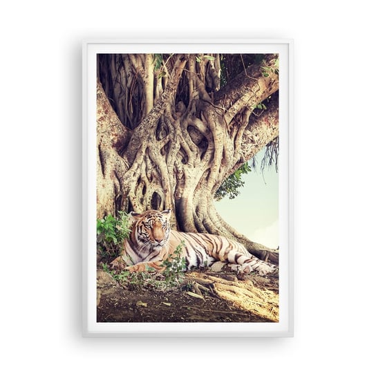Obraz - Plakat - Widok z Księgi Rodzaju - 70x100cm - Tygrys Bengalski Indie Krajobraz - Foto Plakaty w ramie koloru białego do Salonu Sypialni ARTTOR ARTTOR
