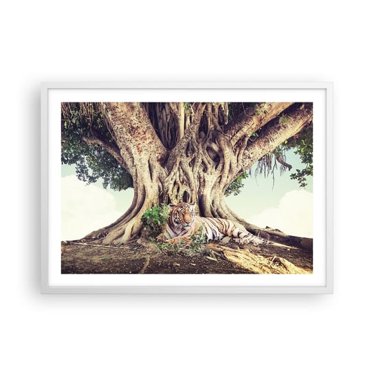 Obraz - Plakat - Widok z Księgi Rodzaju - 70x50cm - Tygrys Bengalski Indie Krajobraz - Nowoczesny modny obraz Plakat rama biała ARTTOR ARTTOR