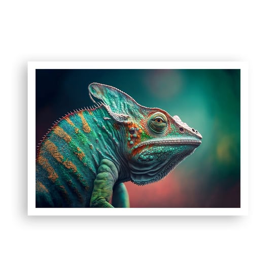 Obraz - Plakat - Widzisz mnie? Niedobrze… - 100x70cm - Kameleon Zwierzęta Gad - Foto Plakaty bez ramy na ścianę do Salonu Sypialni ARTTOR ARTTOR