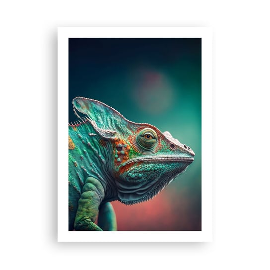 Obraz - Plakat - Widzisz mnie? Niedobrze… - 50x70cm - Kameleon Zwierzęta Gad - Nowoczesny modny obraz Plakat bez ramy do Salonu Sypialni ARTTOR ARTTOR