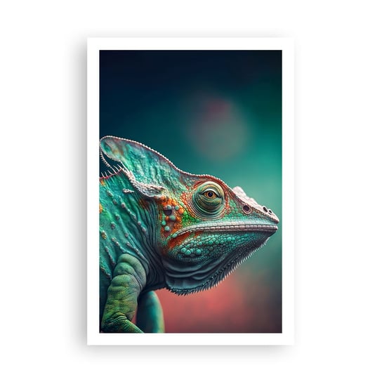Obraz - Plakat - Widzisz mnie? Niedobrze… - 61x91cm - Kameleon Zwierzęta Gad - Foto Plakaty na ścianę bez ramy - Plakat do Salonu Sypialni ARTTOR ARTTOR