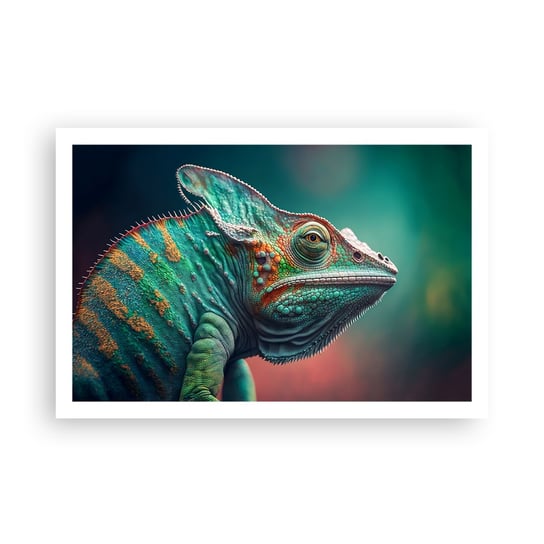 Obraz - Plakat - Widzisz mnie? Niedobrze… - 91x61cm - Kameleon Zwierzęta Gad - Foto Plakaty na ścianę bez ramy - Plakat do Salonu Sypialni ARTTOR ARTTOR