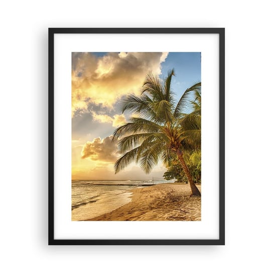 Obraz - Plakat - Wieczne lato, zawsze wakacje - 40x50cm - Krajobraz Plaża Palma Kokosowa - Foto Plakaty w ramie koloru czarnego do Salonu Sypialni ARTTOR ARTTOR