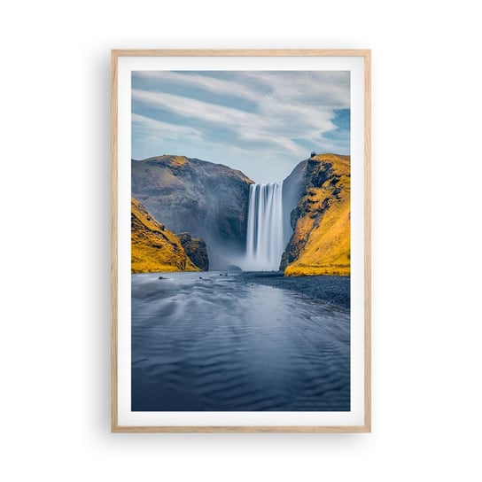 Obraz - Plakat - Wieczne trwanie, wieczny ruch - 61x91cm - Krajobraz Wodospad Islandia - Foto Plakaty na ścianę w ramie jasny dąb - Plakat do Salonu Sypialni ARTTOR ARTTOR