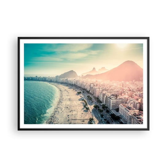 Obraz - Plakat - Wieczne wakacje w Rio - 100x70cm - Wybrzeże Rio De Janeiro Plaża - Foto Plakaty w ramie koloru czarnego do Salonu Sypialni ARTTOR ARTTOR