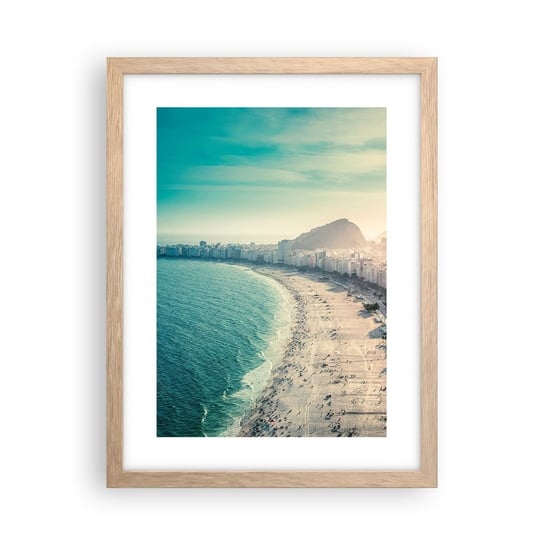 Obraz - Plakat - Wieczne wakacje w Rio - 30x40cm - Wybrzeże Rio De Janeiro Plaża - Foto Plakaty na ścianę w ramie jasny dąb - Plakat do Salonu Sypialni ARTTOR ARTTOR