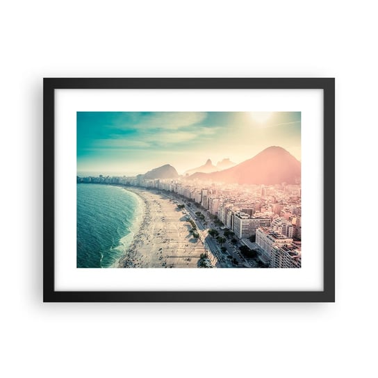 Obraz - Plakat - Wieczne wakacje w Rio - 40x30cm - Wybrzeże Rio De Janeiro Plaża - Foto Plakaty na ścianę w czarnej ramie - Plakat do Salonu Sypialni ARTTOR ARTTOR