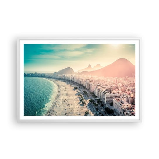 Obraz - Plakat - Wieczne wakacje w Rio - 91x61cm - Wybrzeże Rio De Janeiro Plaża - Foto Plakaty na ścianę w ramie białej - Plakat do Salonu Sypialni ARTTOR ARTTOR