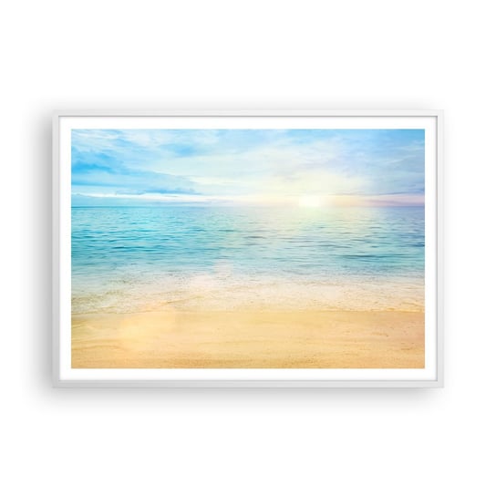Obraz - Plakat - Wielki błękit - 100x70cm - Morze Widok Plaża - Foto Plakaty w ramie koloru białego do Salonu Sypialni ARTTOR ARTTOR