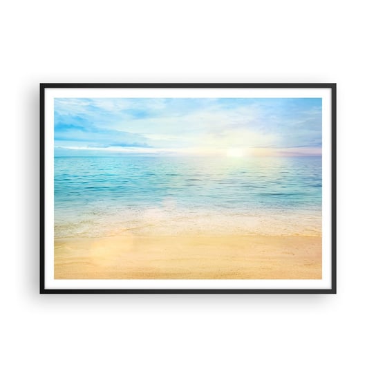 Obraz - Plakat - Wielki błękit - 100x70cm - Morze Widok Plaża - Foto Plakaty w ramie koloru czarnego do Salonu Sypialni ARTTOR ARTTOR