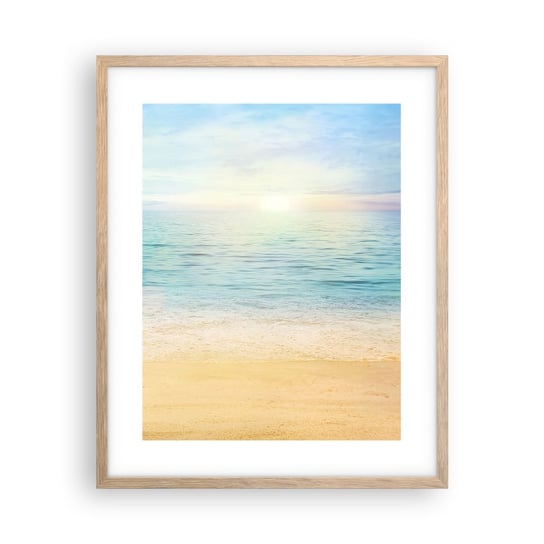Obraz - Plakat - Wielki błękit - 40x50cm - Morze Widok Plaża - Foto Plakaty w ramie koloru jasny dąb do Salonu Sypialni ARTTOR ARTTOR