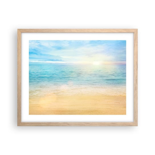 Obraz - Plakat - Wielki błękit - 50x40cm - Morze Widok Plaża - Foto Plakaty w ramie koloru jasny dąb do Salonu Sypialni ARTTOR ARTTOR