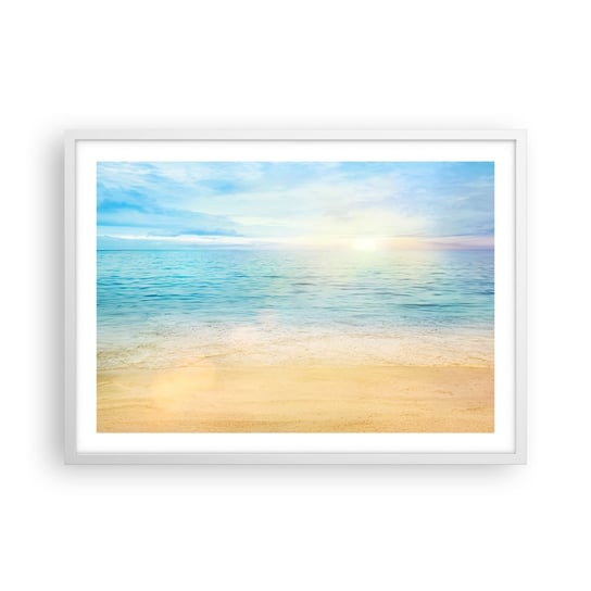 Obraz - Plakat - Wielki błękit - 70x50cm - Morze Widok Plaża - Nowoczesny modny obraz Plakat rama biała ARTTOR ARTTOR