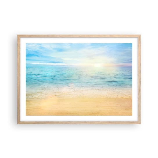 Obraz - Plakat - Wielki błękit - 70x50cm - Morze Widok Plaża - Nowoczesny modny obraz Plakat rama jasny dąb ARTTOR ARTTOR