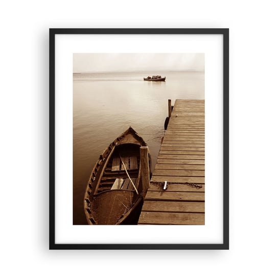 Obraz - Plakat - Wielki spokój - 40x50cm - Krajobraz Jezioro Drewniany Pomost - Foto Plakaty w ramie koloru czarnego do Salonu Sypialni ARTTOR ARTTOR