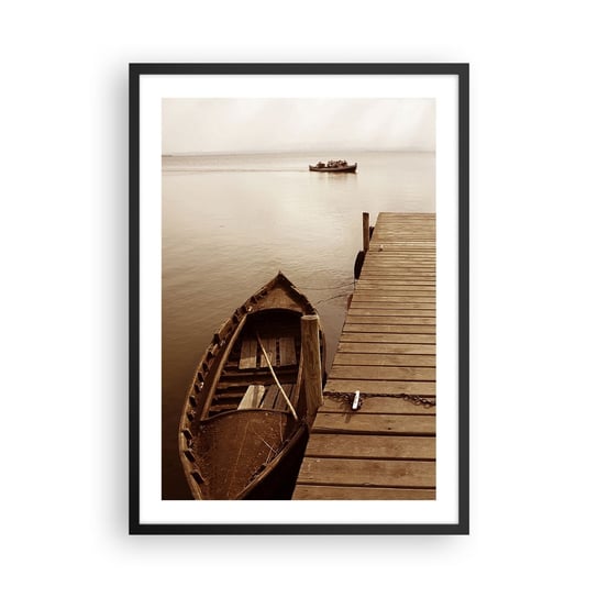 Obraz - Plakat - Wielki spokój - 50x70cm - Krajobraz Jezioro Drewniany Pomost - Nowoczesny modny obraz Plakat czarna rama ARTTOR ARTTOR