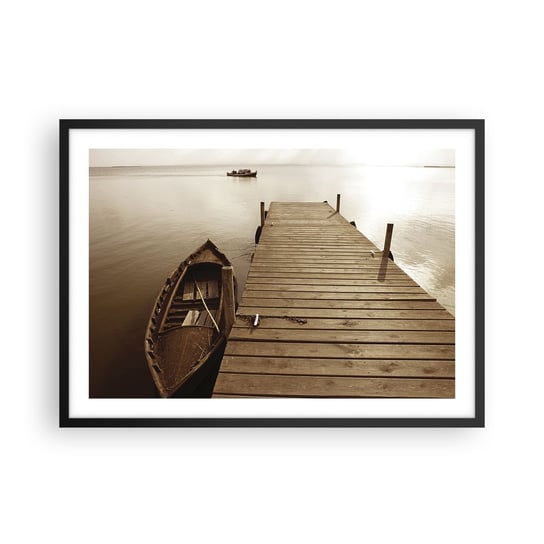 Obraz - Plakat - Wielki spokój - 70x50cm - Krajobraz Jezioro Drewniany Pomost - Nowoczesny modny obraz Plakat czarna rama ARTTOR ARTTOR