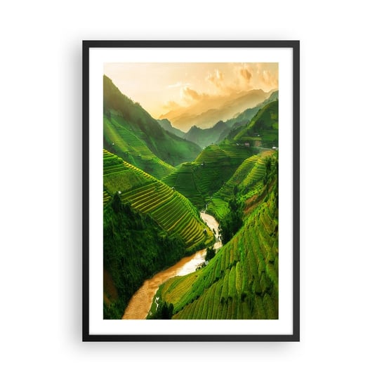 Obraz - Plakat - Wietnamska dolina - 50x70cm - Pola Ryżowe Azja Krajobraz - Nowoczesny modny obraz Plakat czarna rama ARTTOR ARTTOR