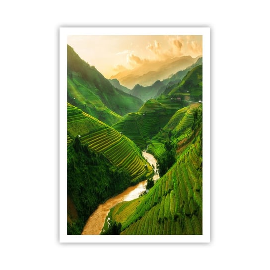 Obraz - Plakat - Wietnamska dolina - 70x100cm - Pola Ryżowe Azja Krajobraz - Foto Plakaty bez ramy na ścianę do Salonu Sypialni ARTTOR ARTTOR