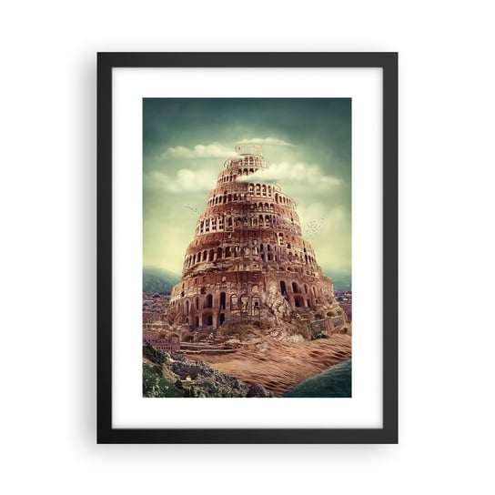 Obraz - Plakat - Wieża Babel - 30x40cm - Wieża Babel Religia - Foto Plakaty na ścianę w czarnej ramie - Plakat do Salonu Sypialni ARTTOR ARTTOR