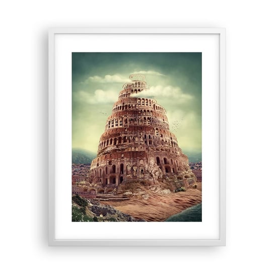 Obraz - Plakat - Wieża Babel - 40x50cm - Wieża Babel Religia - Foto Plakaty w ramie koloru białego do Salonu Sypialni ARTTOR ARTTOR