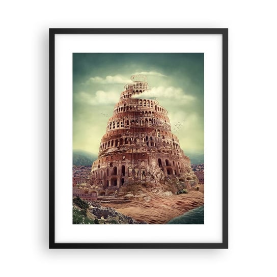 Obraz - Plakat - Wieża Babel - 40x50cm - Wieża Babel Religia - Foto Plakaty w ramie koloru czarnego do Salonu Sypialni ARTTOR ARTTOR