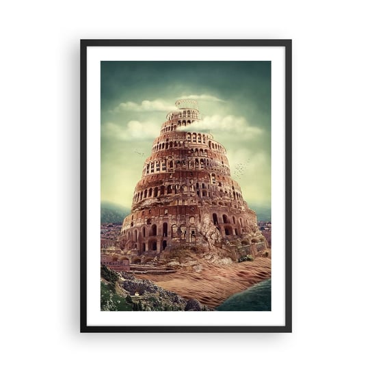 Obraz - Plakat - Wieża Babel - 50x70cm - Wieża Babel Religia - Nowoczesny modny obraz Plakat czarna rama ARTTOR ARTTOR