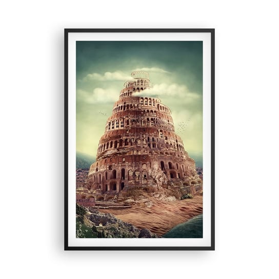 Obraz - Plakat - Wieża Babel - 61x91cm - Wieża Babel Religia - Foto Plakaty na ścianę w czarnej ramie - Plakat do Salonu Sypialni ARTTOR ARTTOR