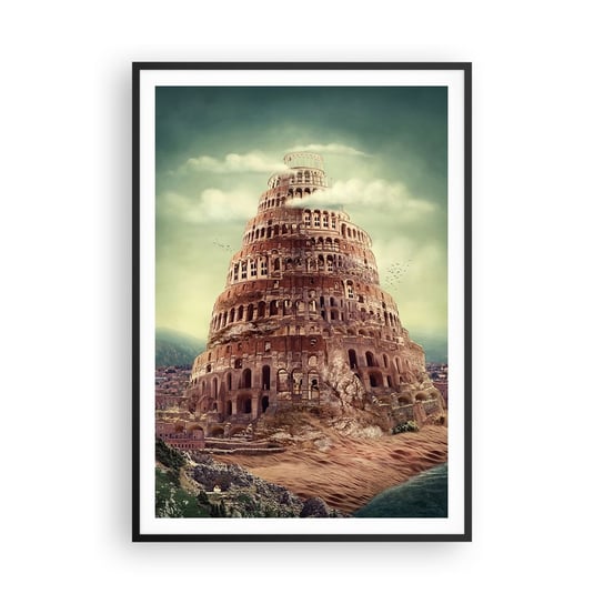 Obraz - Plakat - Wieża Babel - 70x100cm - Wieża Babel Religia - Foto Plakaty w ramie koloru czarnego do Salonu Sypialni ARTTOR ARTTOR