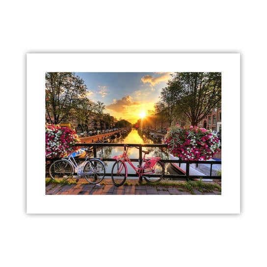 Obraz - Plakat - Wiosenny poranek w Amsterdamie - 40x30cm - Miasto Amsterdam Architektura - Foto Plakaty na ścianę bez ramy - Plakat do Salonu Sypialni ARTTOR ARTTOR
