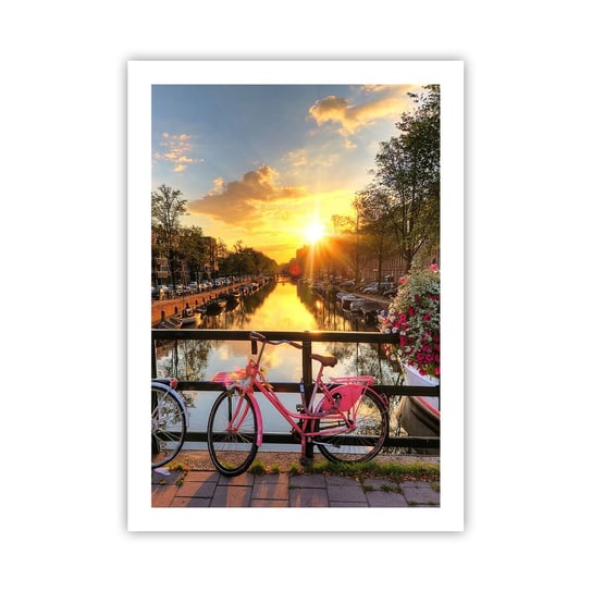 Obraz - Plakat - Wiosenny poranek w Amsterdamie - 50x70cm - Miasto Amsterdam Architektura - Nowoczesny modny obraz Plakat bez ramy do Salonu Sypialni ARTTOR ARTTOR