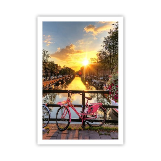 Obraz - Plakat - Wiosenny poranek w Amsterdamie - 61x91cm - Miasto Amsterdam Architektura - Foto Plakaty na ścianę bez ramy - Plakat do Salonu Sypialni ARTTOR ARTTOR