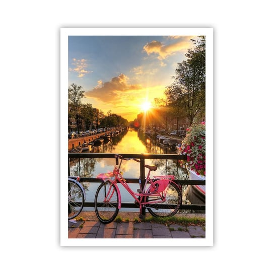 Obraz - Plakat - Wiosenny poranek w Amsterdamie - 70x100cm - Miasto Amsterdam Architektura - Foto Plakaty bez ramy na ścianę do Salonu Sypialni ARTTOR ARTTOR